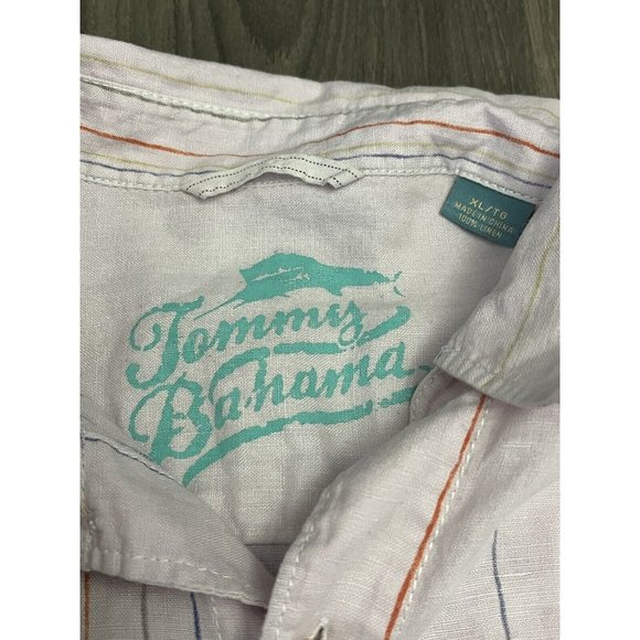 Tommy Bahama Shirt Mens XL Pink Striped Linen Long Sleeve Button Up Casual - Picture 5 of 8